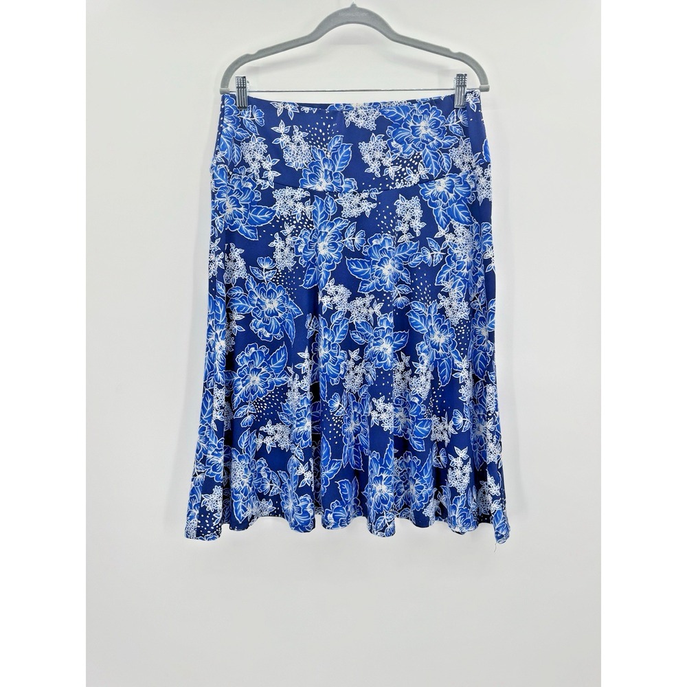 VTG Y2K Elizabeth & Nicole Blue Floral Stretch Skirt XL Boho Fairy Cottage USA
